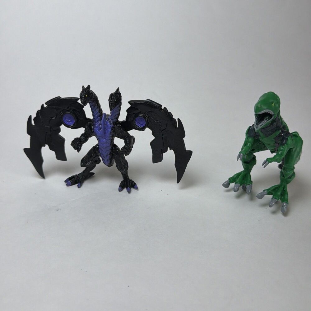 Bakugan Trox & Nillious Figure Lot Ventus Green Darkus Purple Spin Master